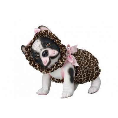 Lily la bulldog pelele leopardo lazos rosas